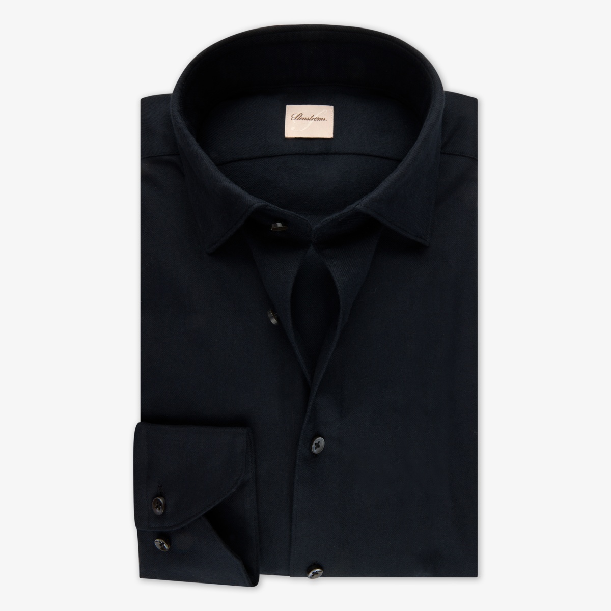 Stenströms black slim fit flannel twill shirt