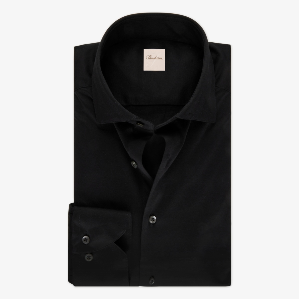 Stenströms black slim fit jersey shirt
