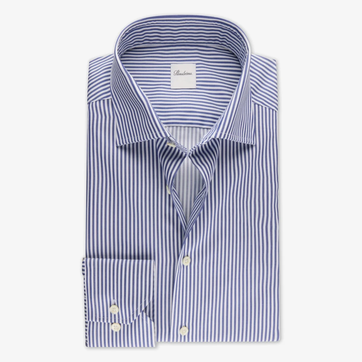 Stenströms blue slim fit striped twill shirt