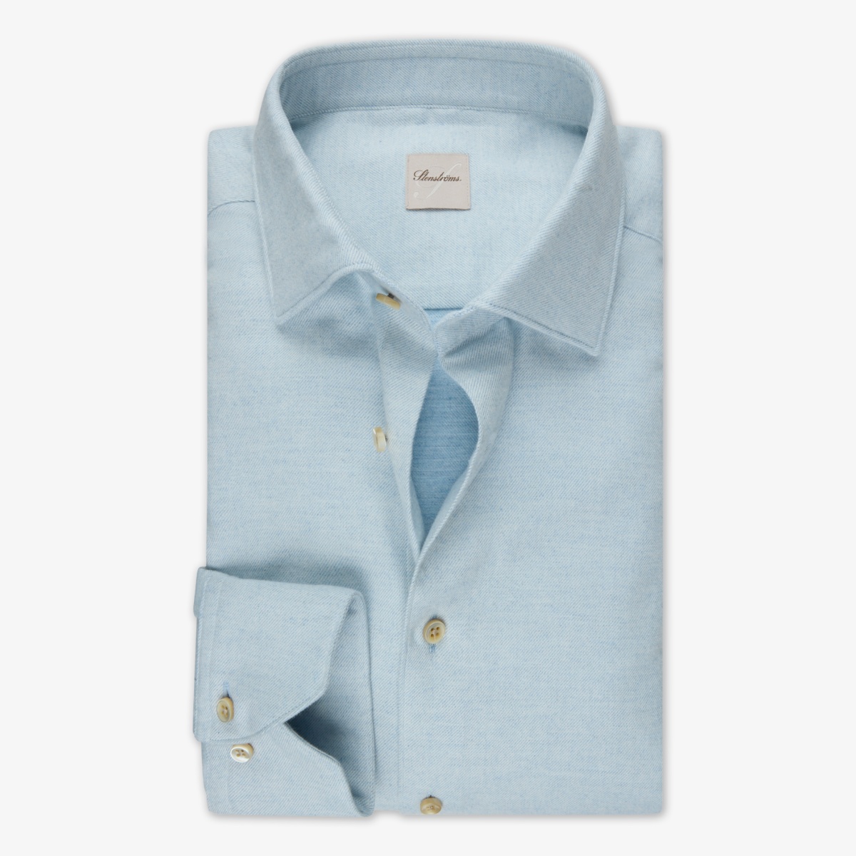 Stenströms blue slim fit flannel twill shirt