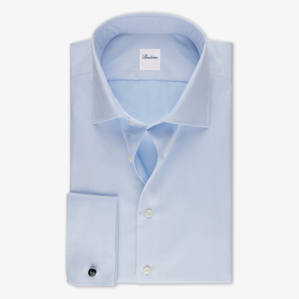 Stenströms light blue slim fit twill shirt - French cuffs