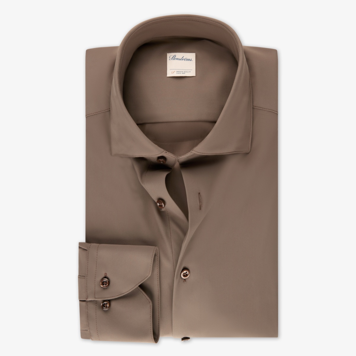 Stenströms light brown slim fit active stretch shirt