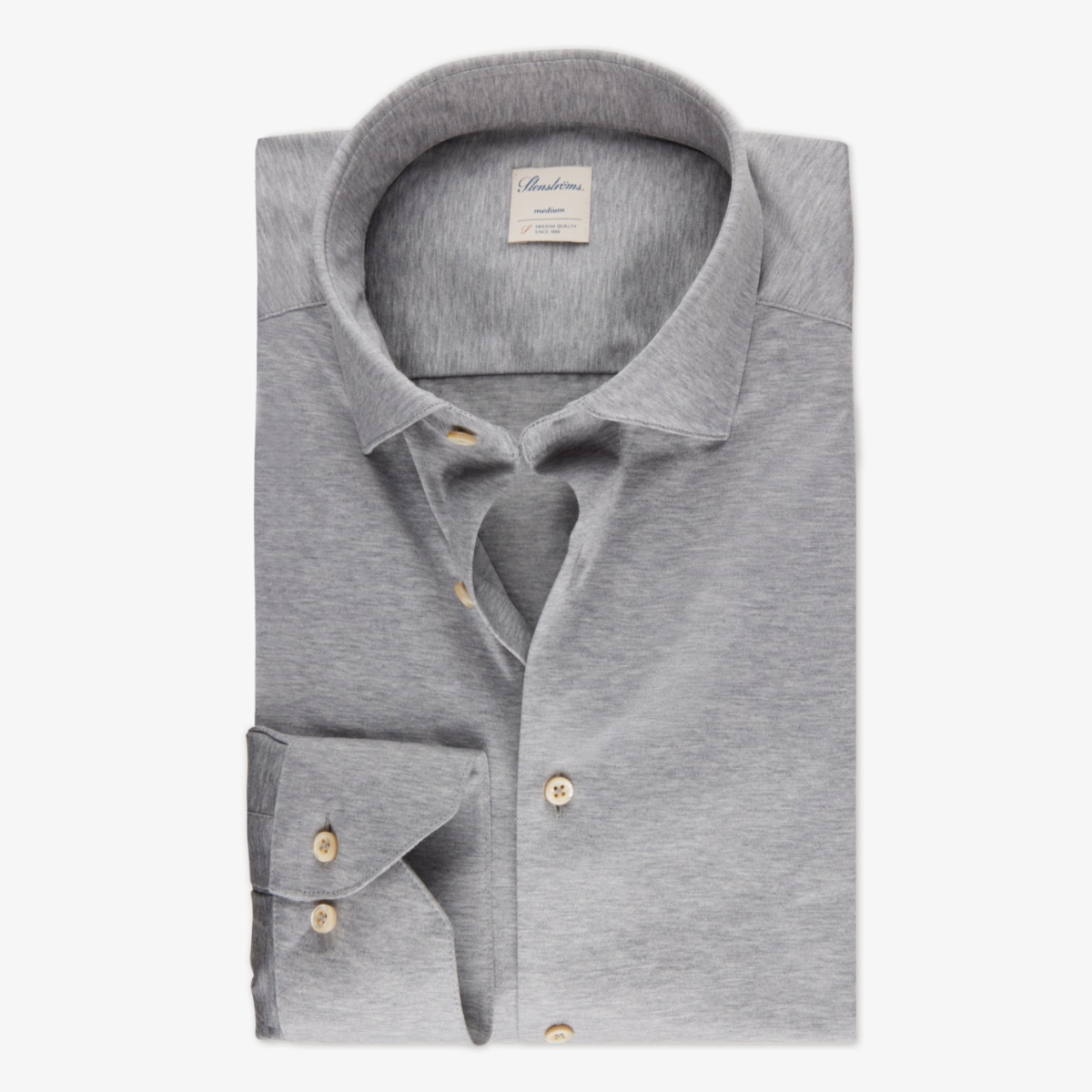 Stenströms light grey slim fit jersey shirt