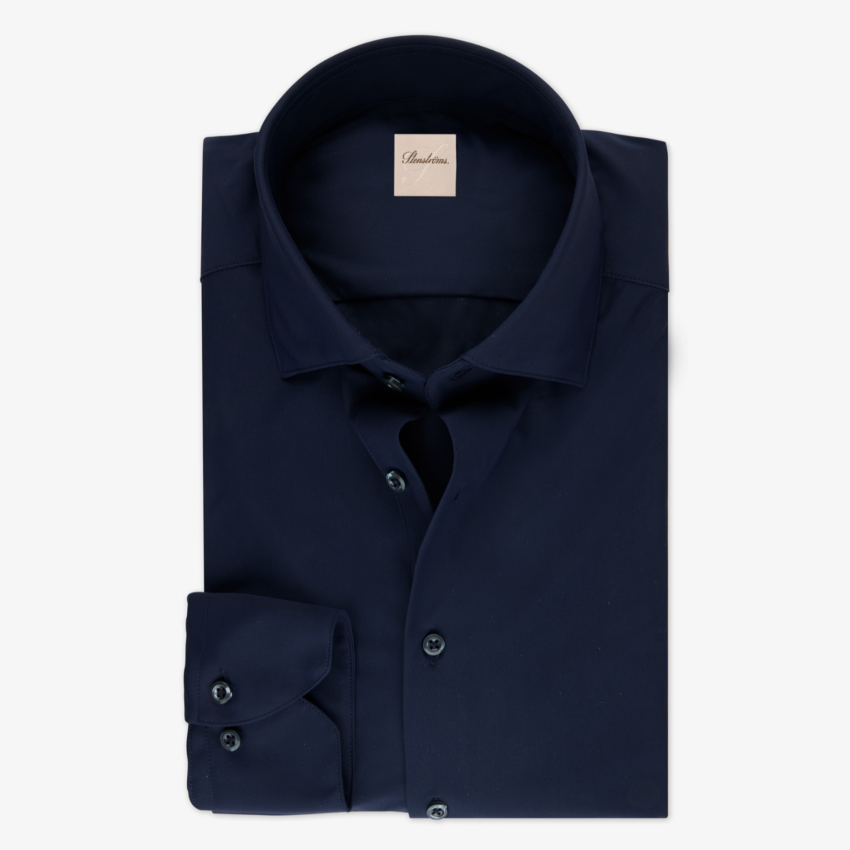 Stenströms navy slim fit active stretch shirt