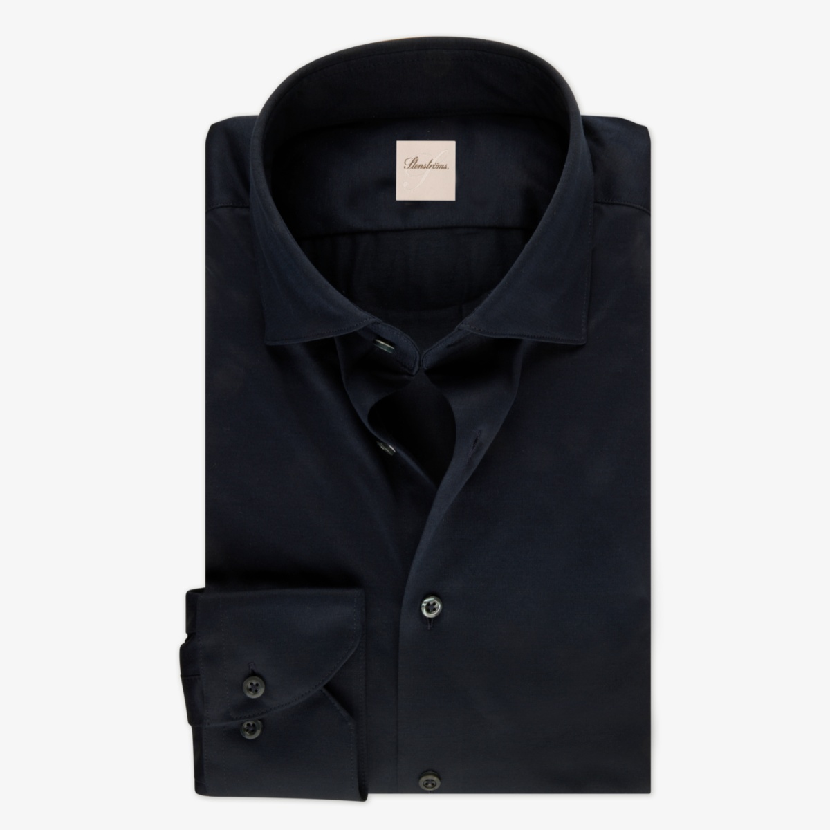Stenströms navy slim fit jersey shirt