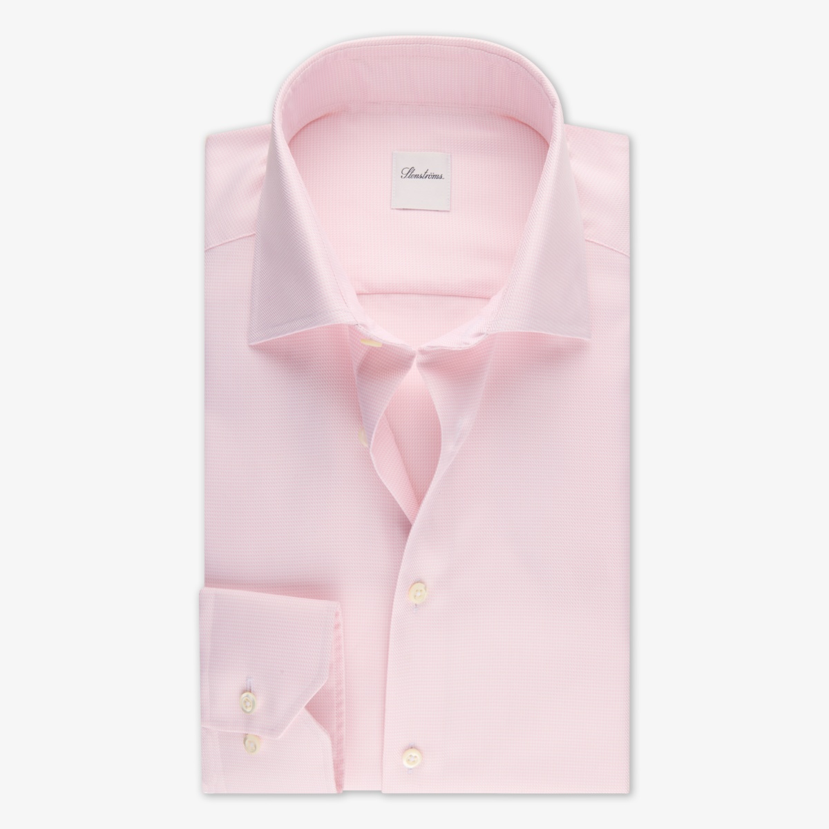 Stenströms pink slim fit houndstooth twill shirt