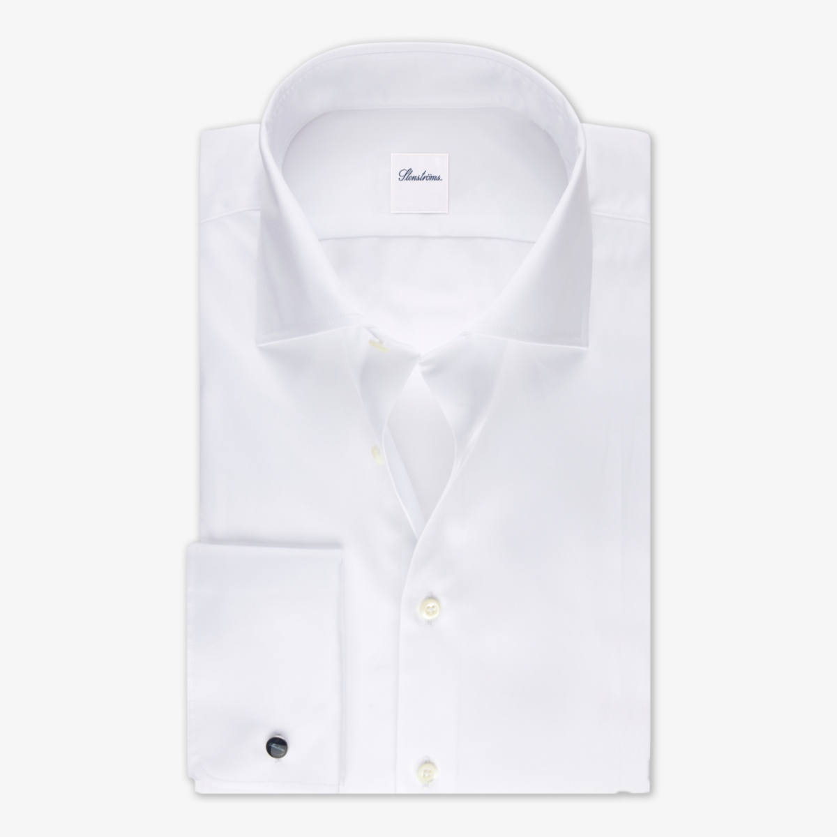 Stenströms white slim fit twill shirt - French cuffs