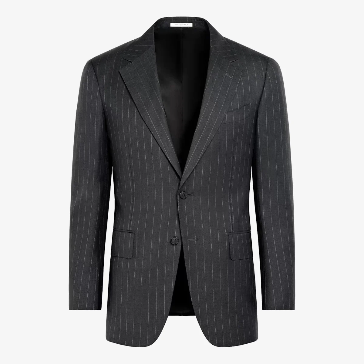 Suitsupply dark grey striped tailored fit Milano suit jacket