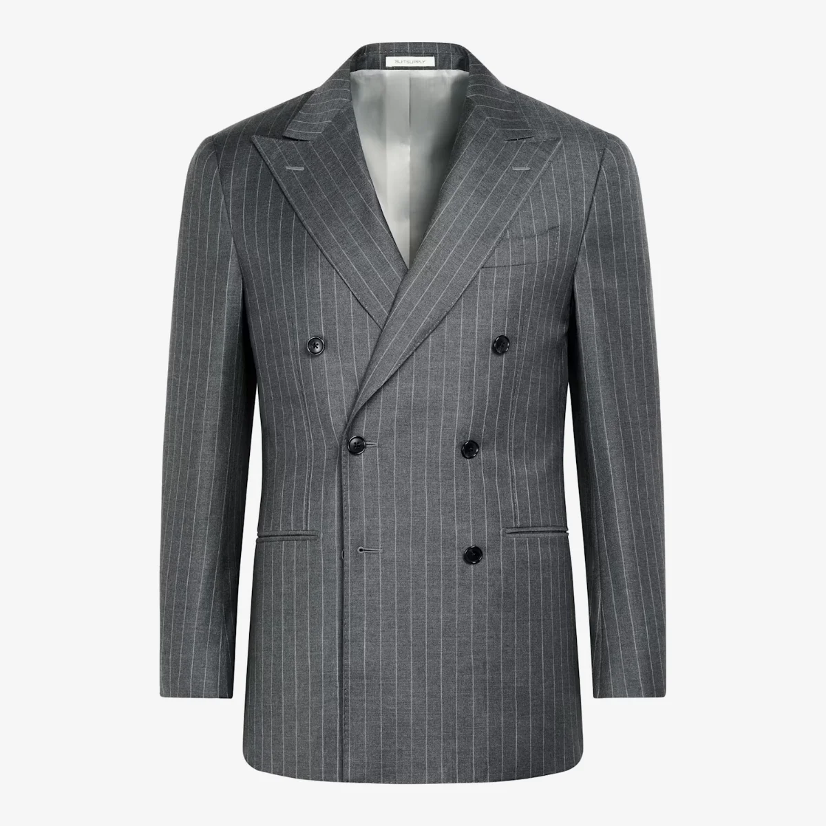 Mid Grey Striped Tailored Fit Havana Suit Jacket