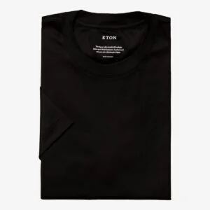 Eton juodi regular fit Filo di Scozia marškinėliai trumpomis rankovėmis