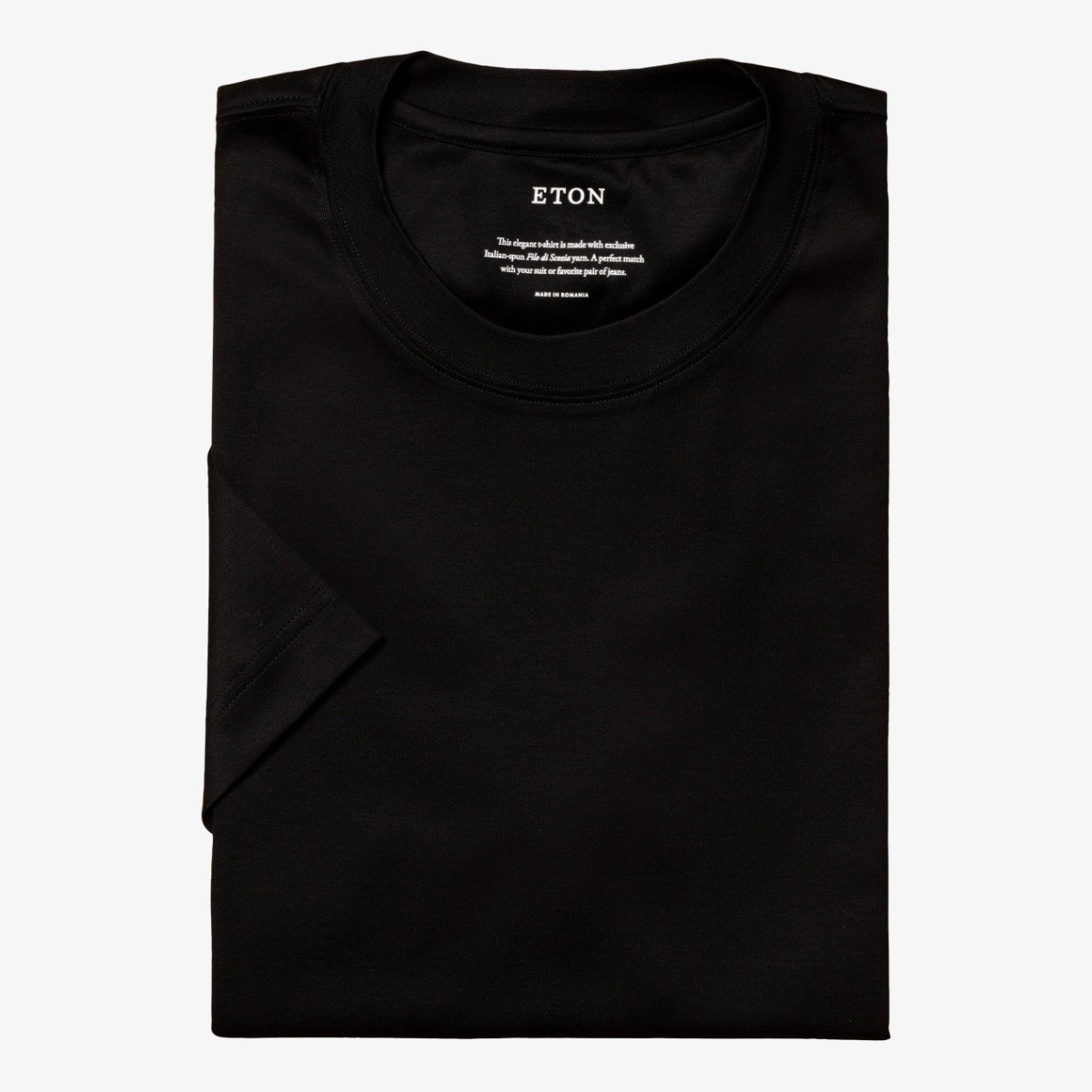 Eton black regular fit Filo di Scozia men's T-shirt