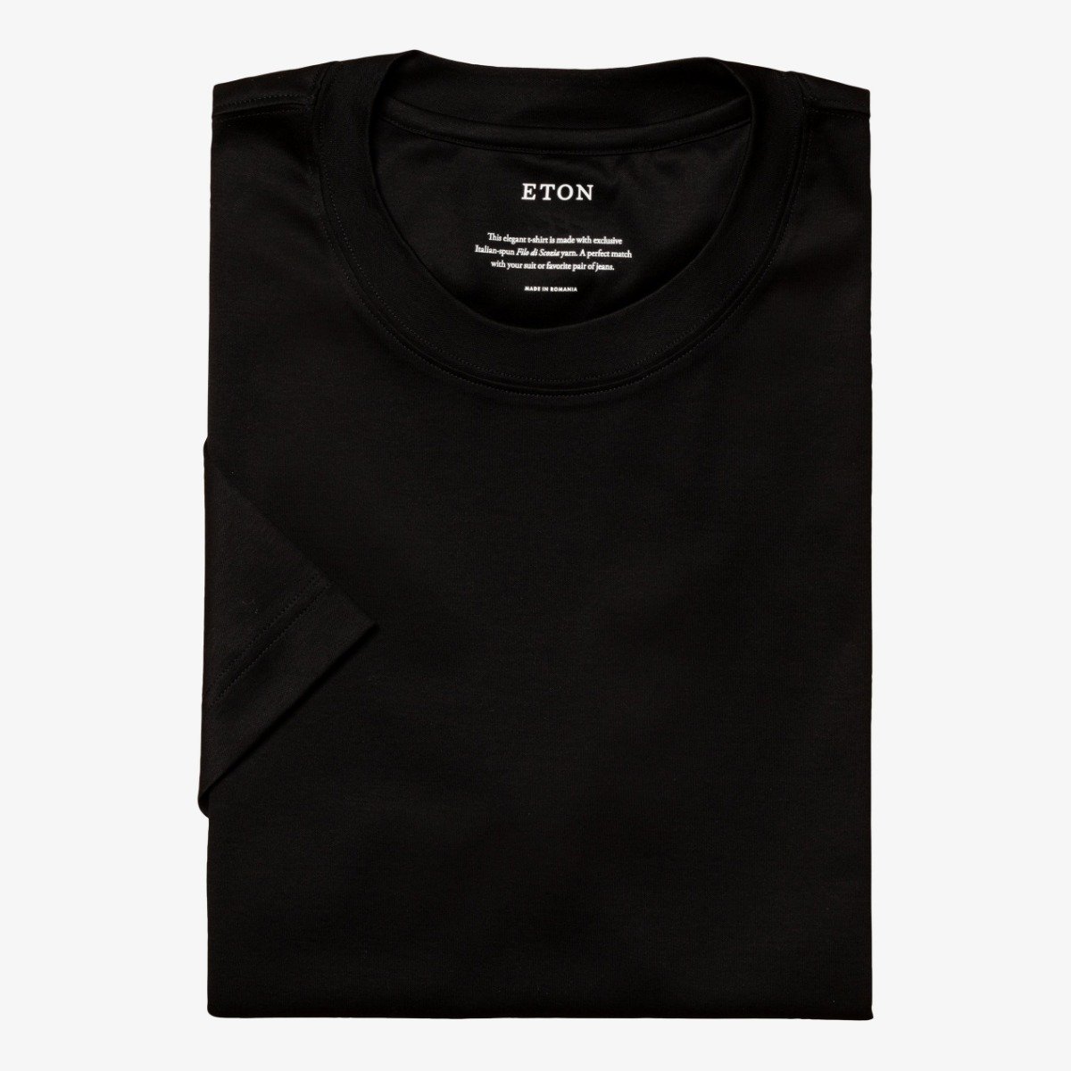 Eton black regular fit Filo di Scozia T-shirt