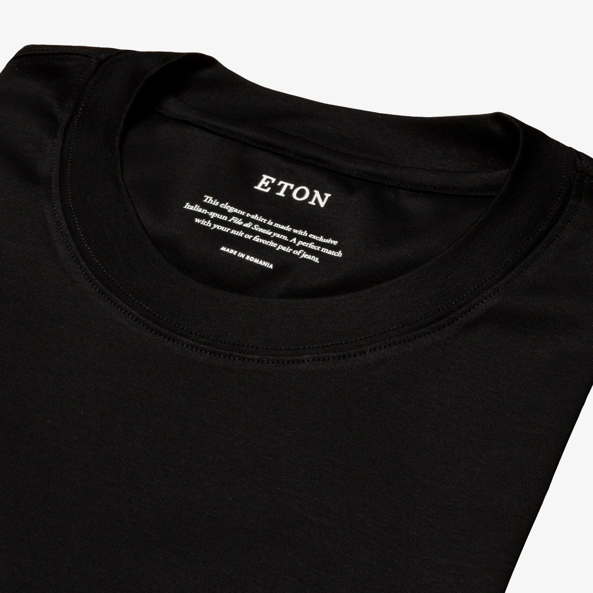 Eton black regular fit Filo di Scozia T-shirt