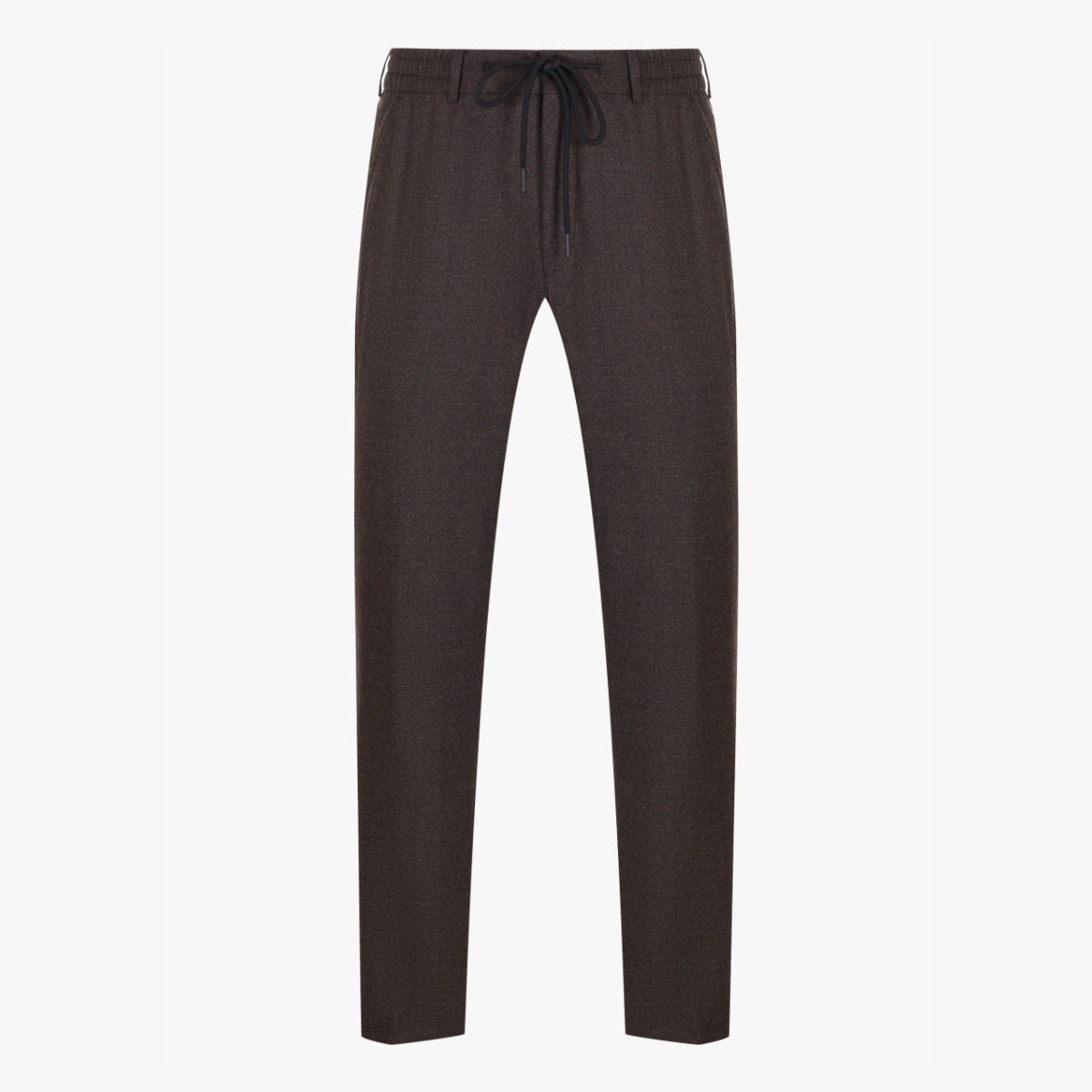 BML dark brown regular fit flannel wool drawstring trousers