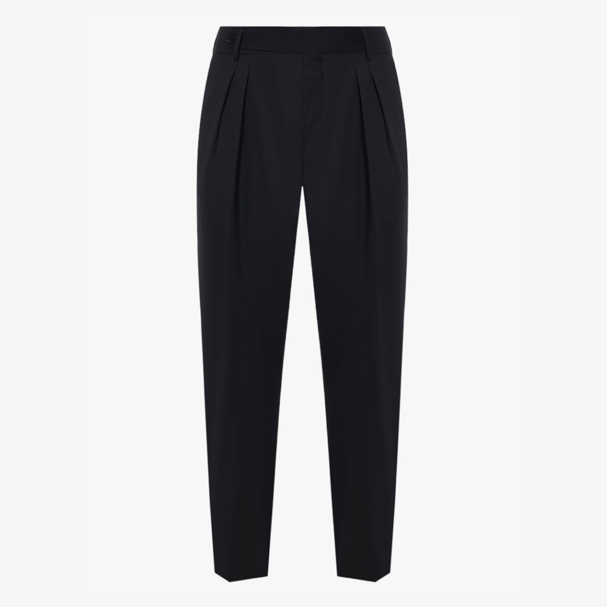 BML black regular fit pleated wool trousers