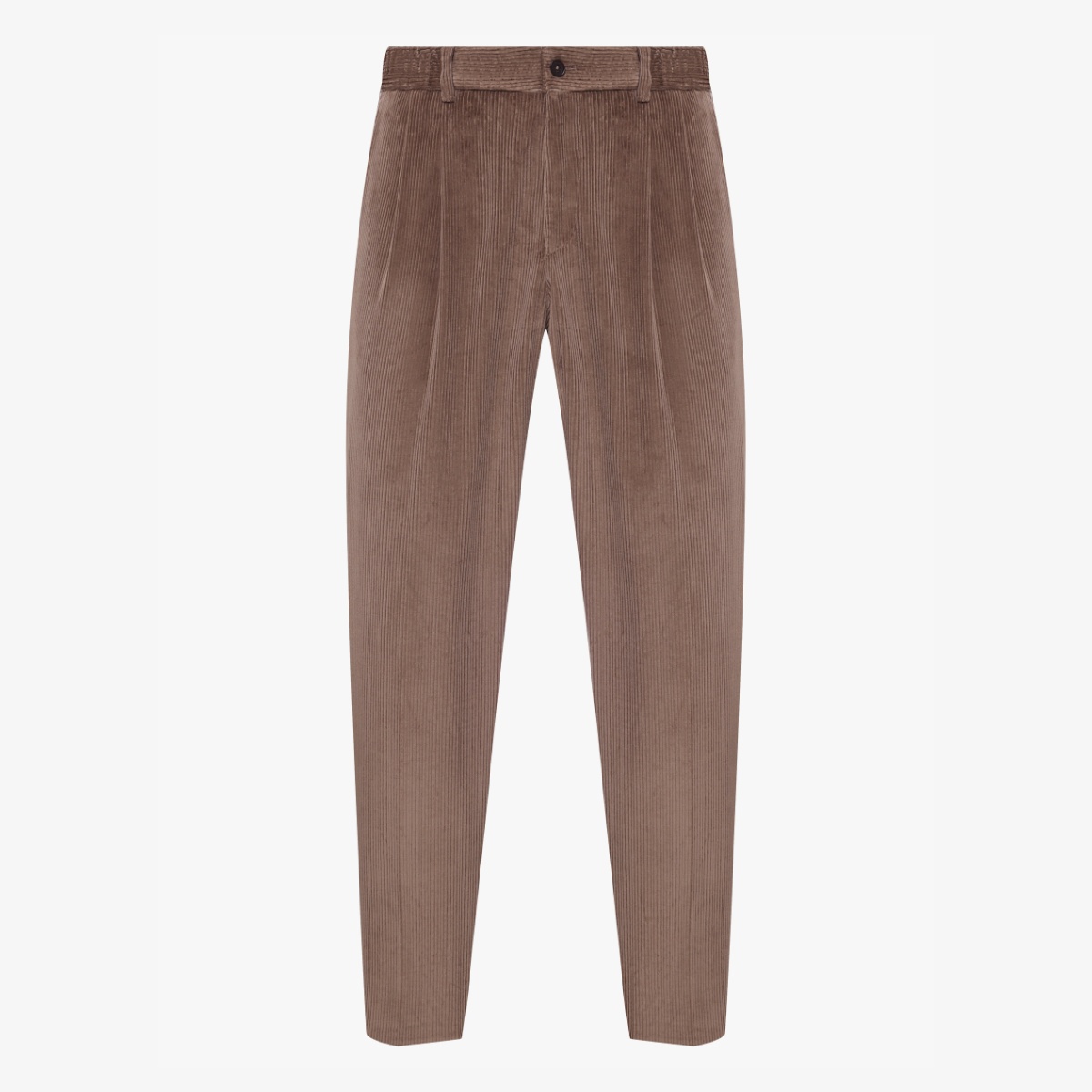 BML light brown regular fit pleated corduroy trousers