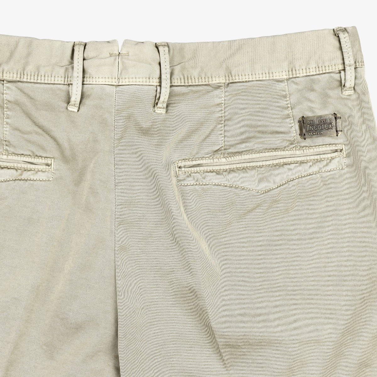 Incotex Model 100 beige slim fit stretch cotton trousers