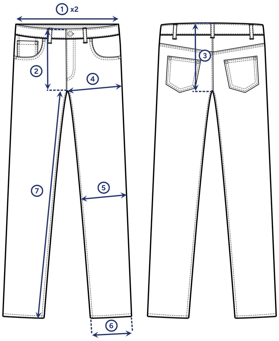 How to measure jeans - front and back