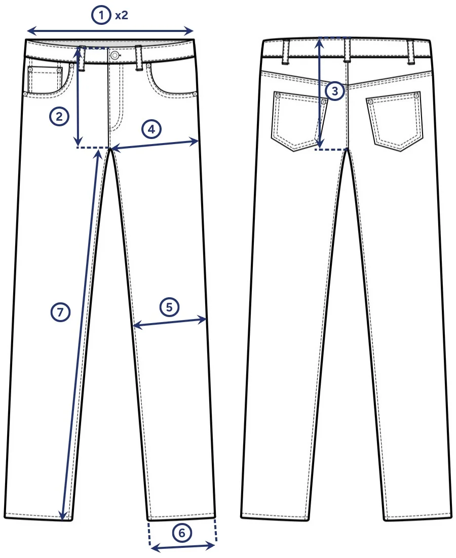 How to measure jeans - front and back
