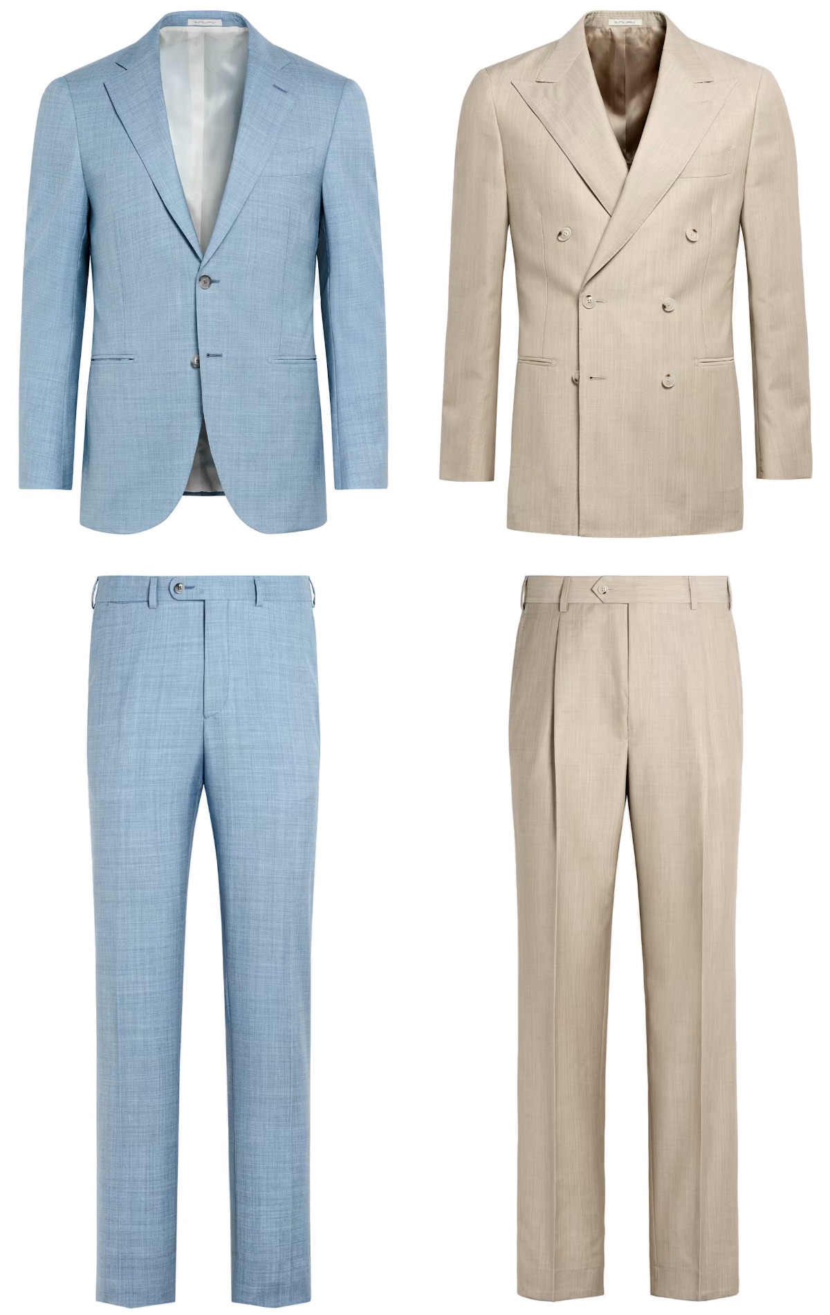 Light blue and sand suits outfits