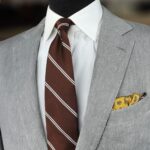 Shibumi Firenze rudas dryžuotas šilkinis kaklaraištis