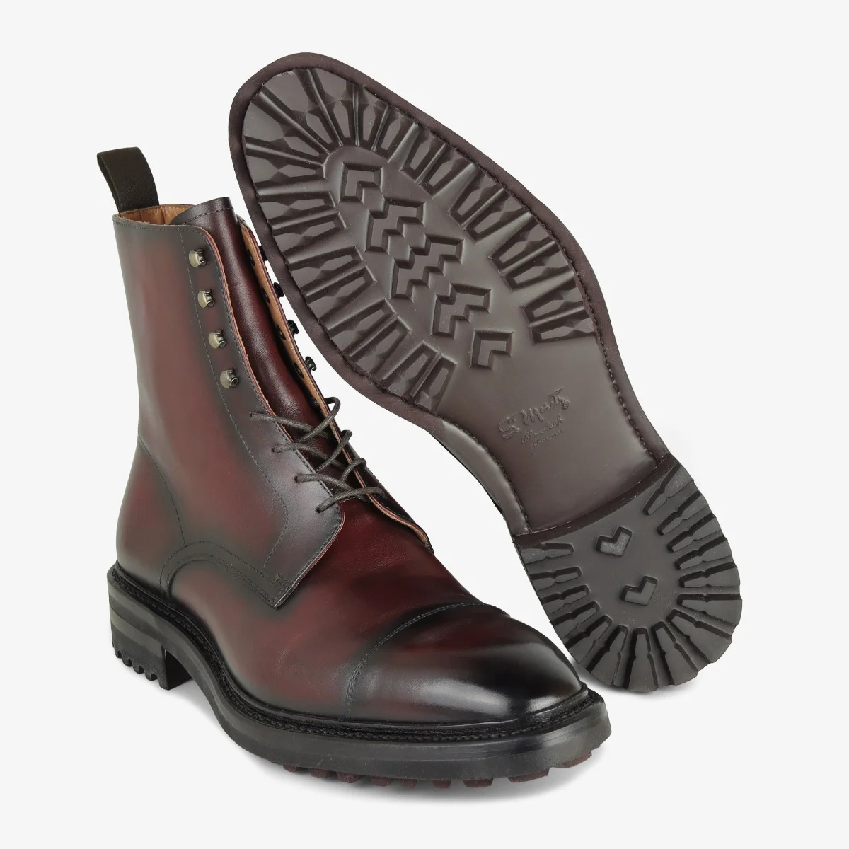 Carlos Santos 8866 Stallone bordo shadow toe cap lace-up boots