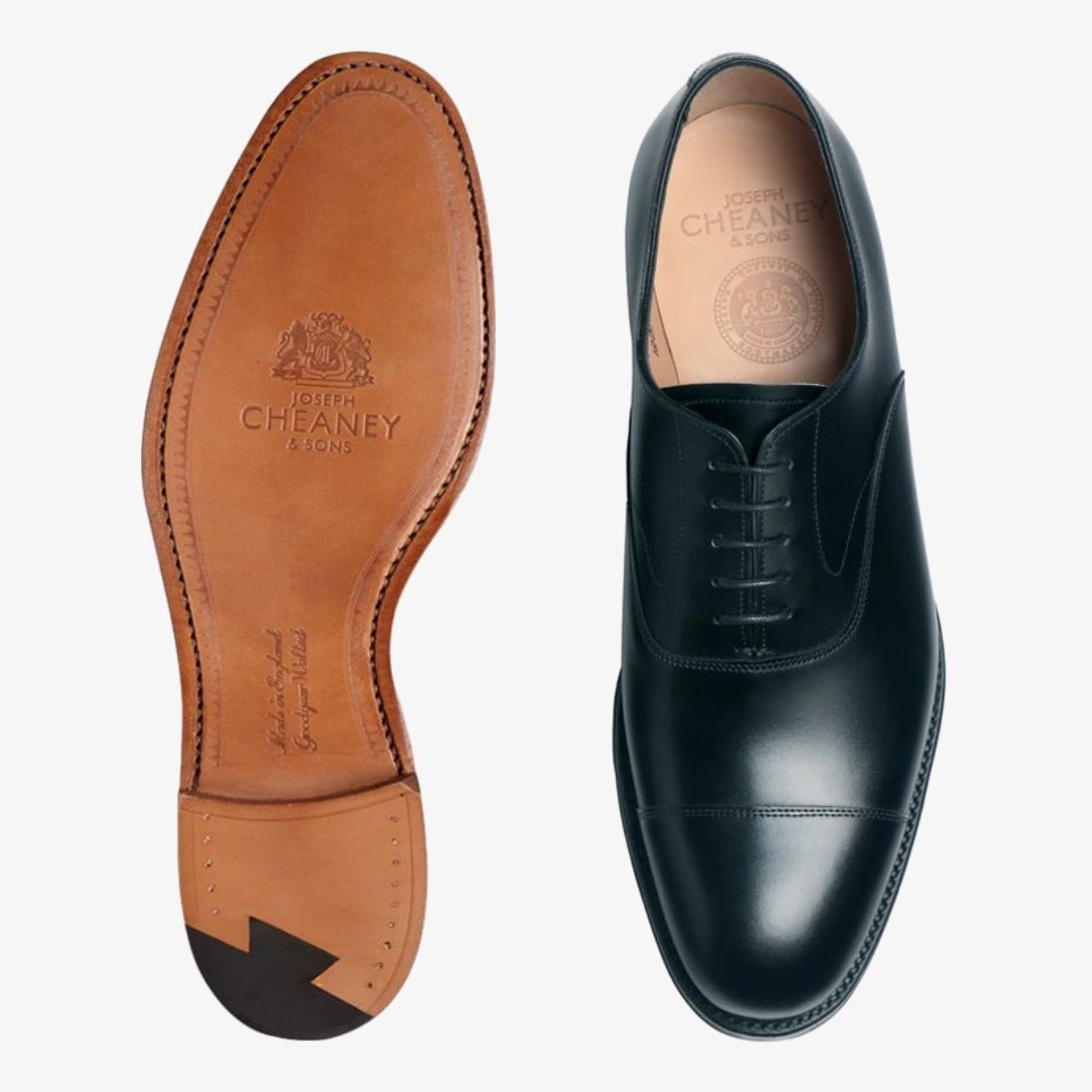 Cheaney Alfred black toe cap oxford shoes - G fit