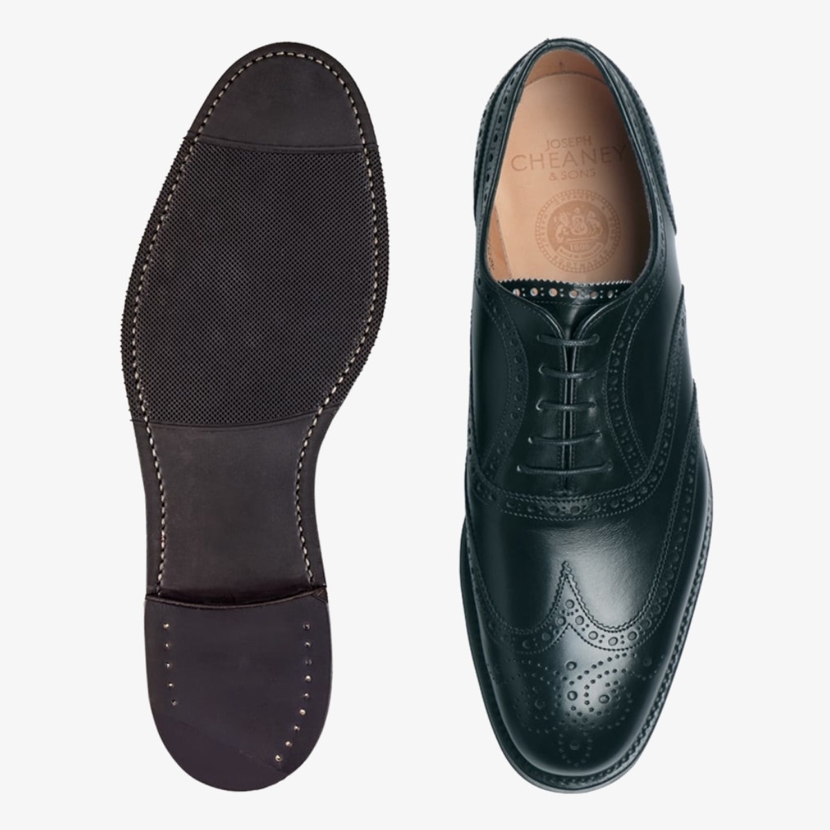 Cheaney Arthur III black brogue oxford shoes - rubber soles