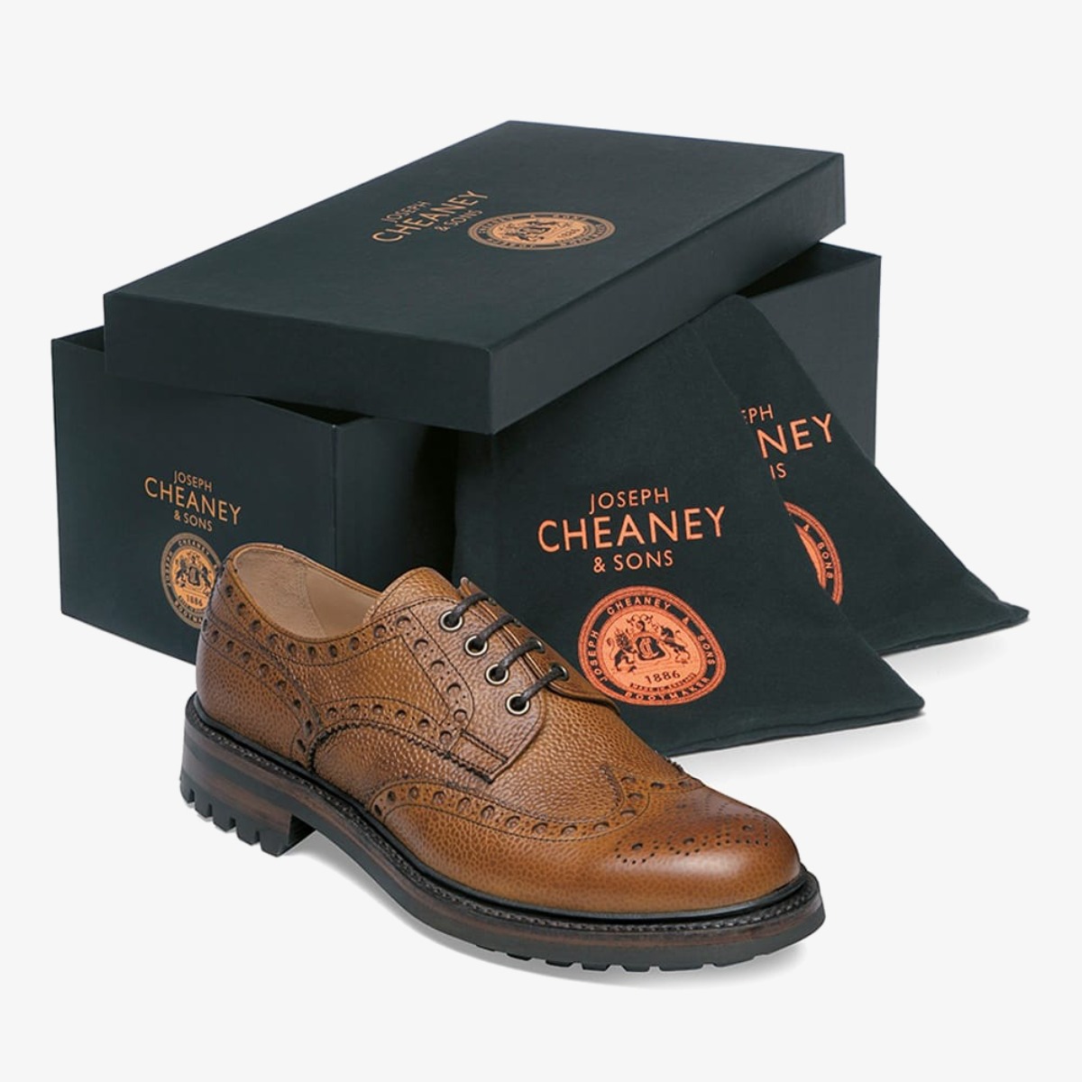 Cheaney Avon almond brogue derby shoes