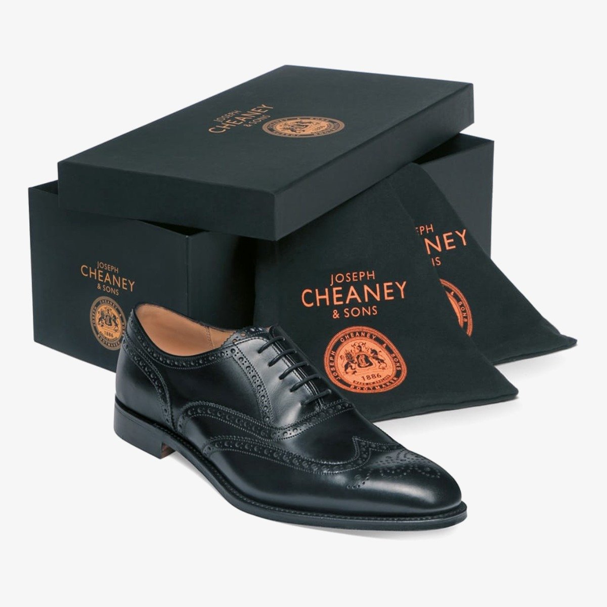 Cheaney Broad II black brogue oxford shoes - Rubber soles