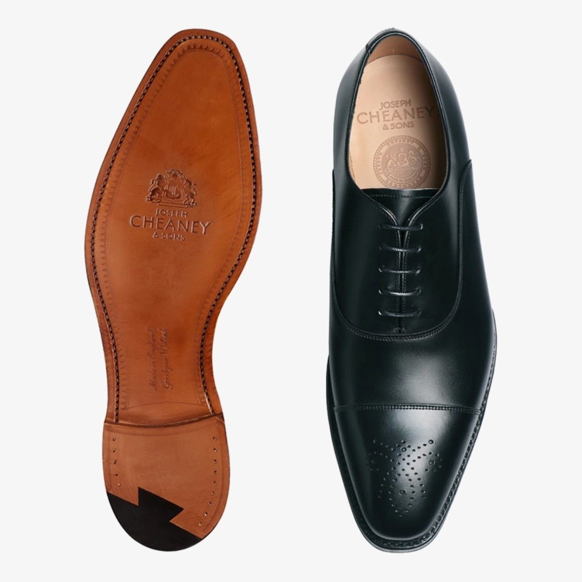 Cheaney Cambridge black toe cap oxford shoes