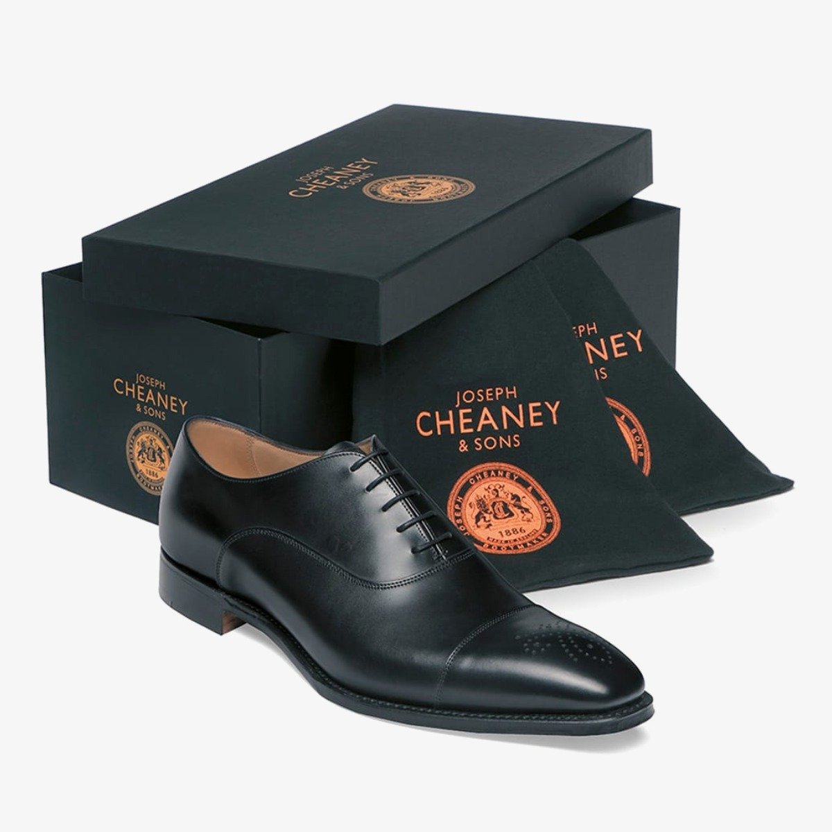 Cheaney Cambridge black toe cap oxford shoes