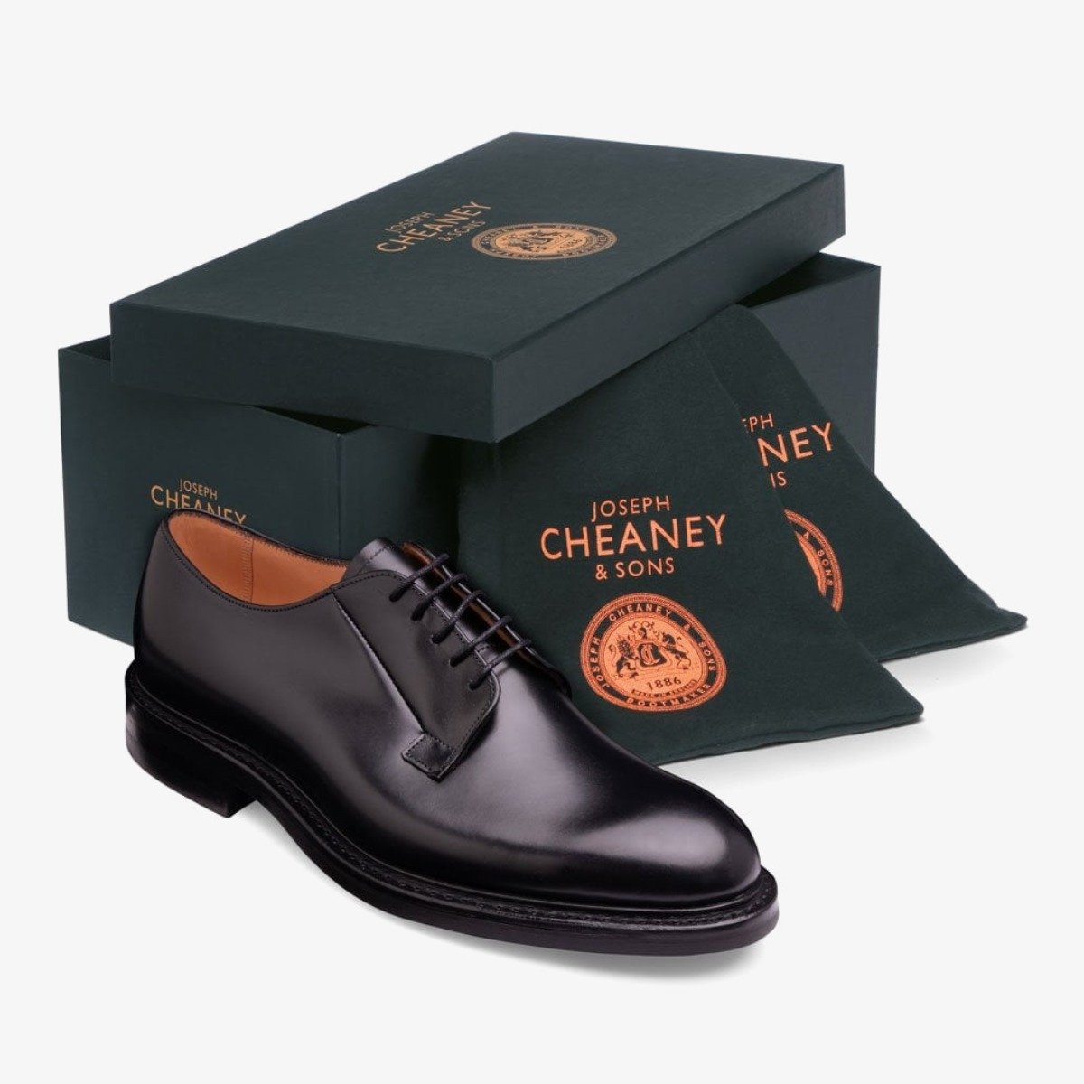 Cheaney Deal II black men's blucher shoes