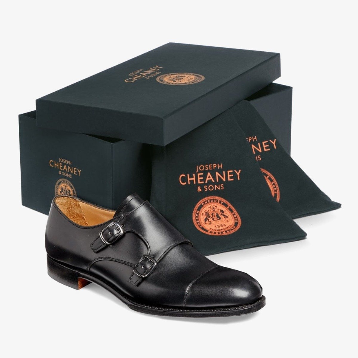 Cheaney Edmund black men's monk strap shoes