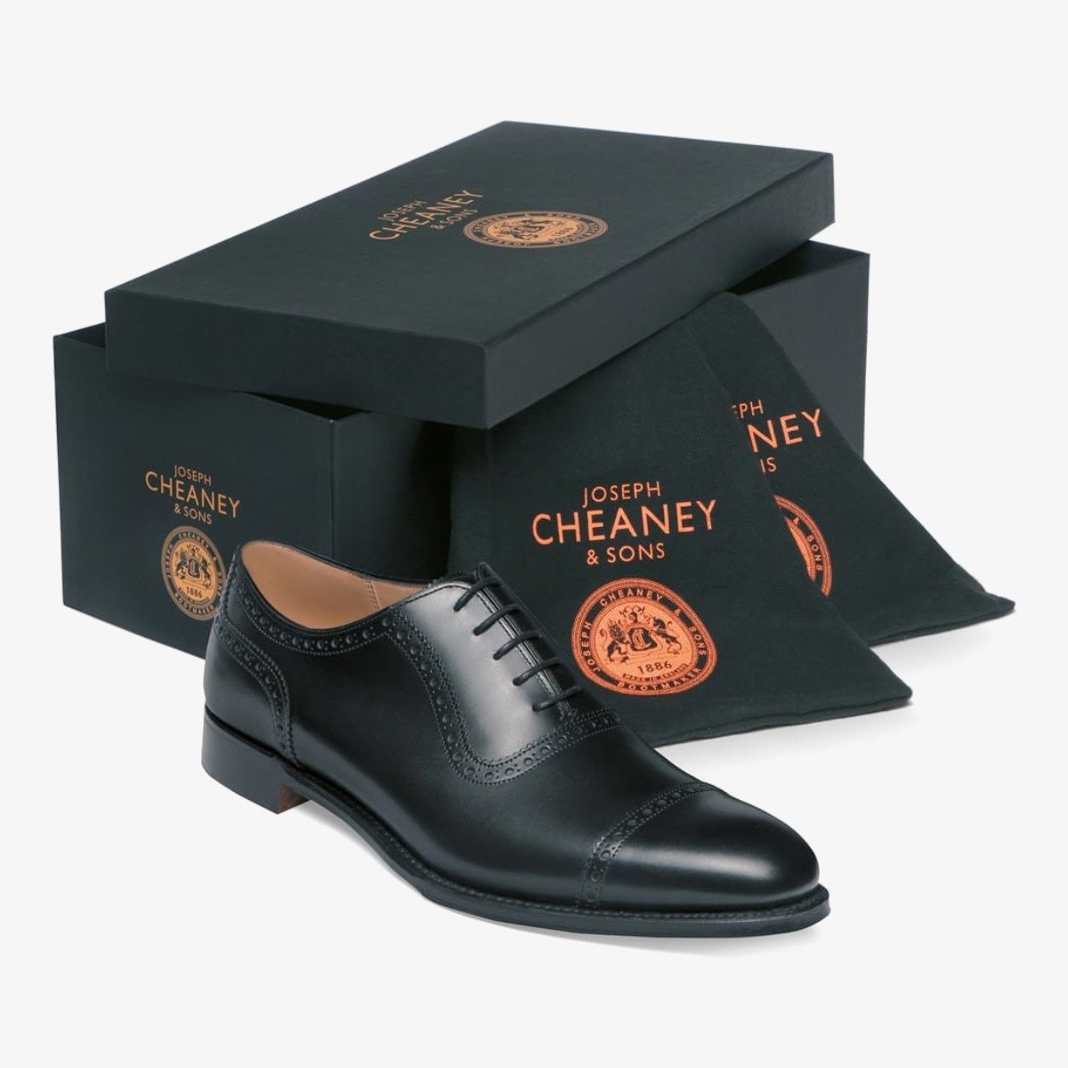 Cheaney Fenchurch black brogue oxford shoes - Rubber soles
