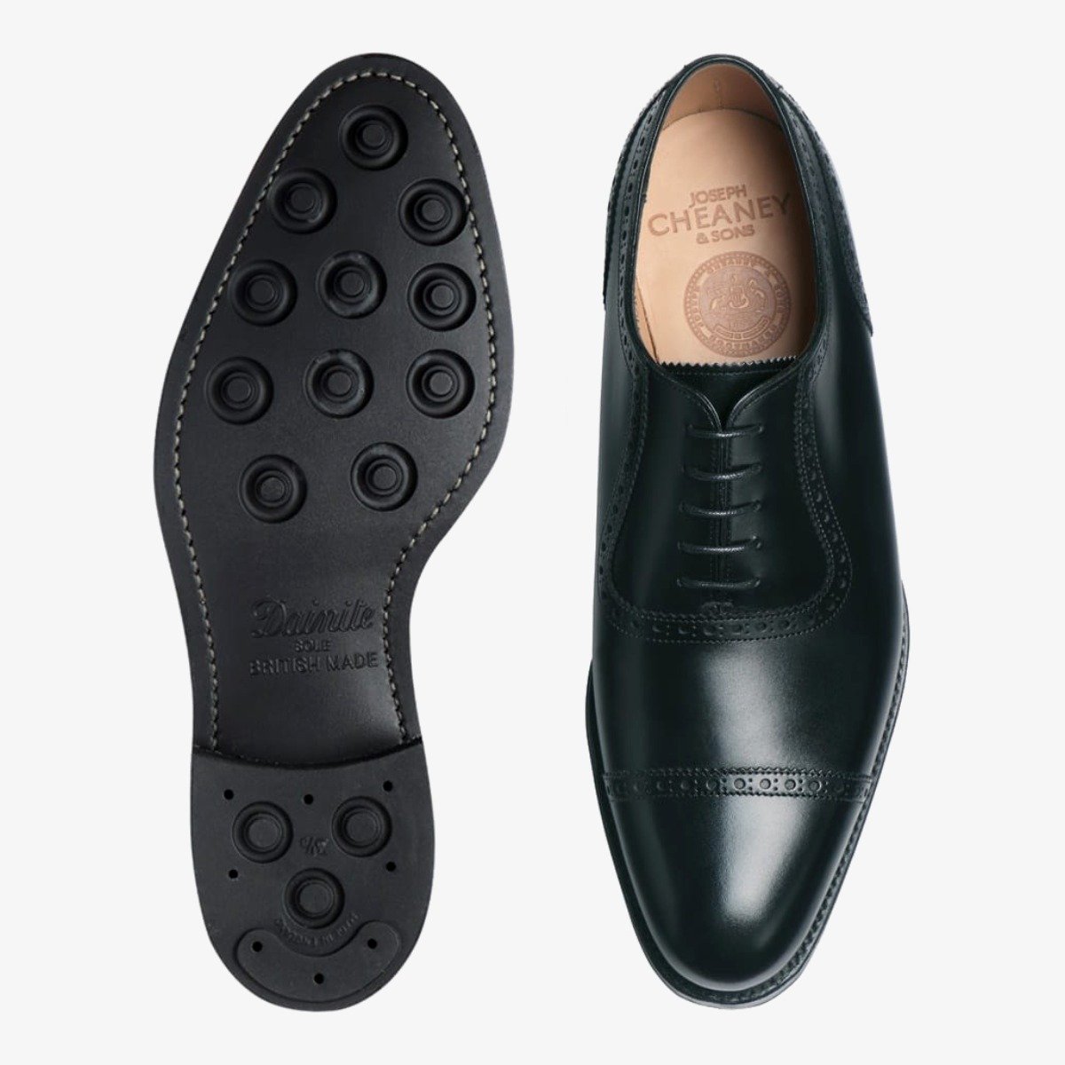 Cheaney Fenchurch black brogue men's oxford shoes - rubber soles