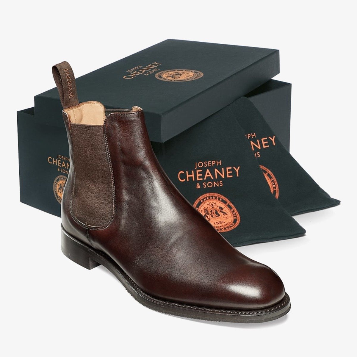 Cheaney Godfrey mocha Chelsea boots