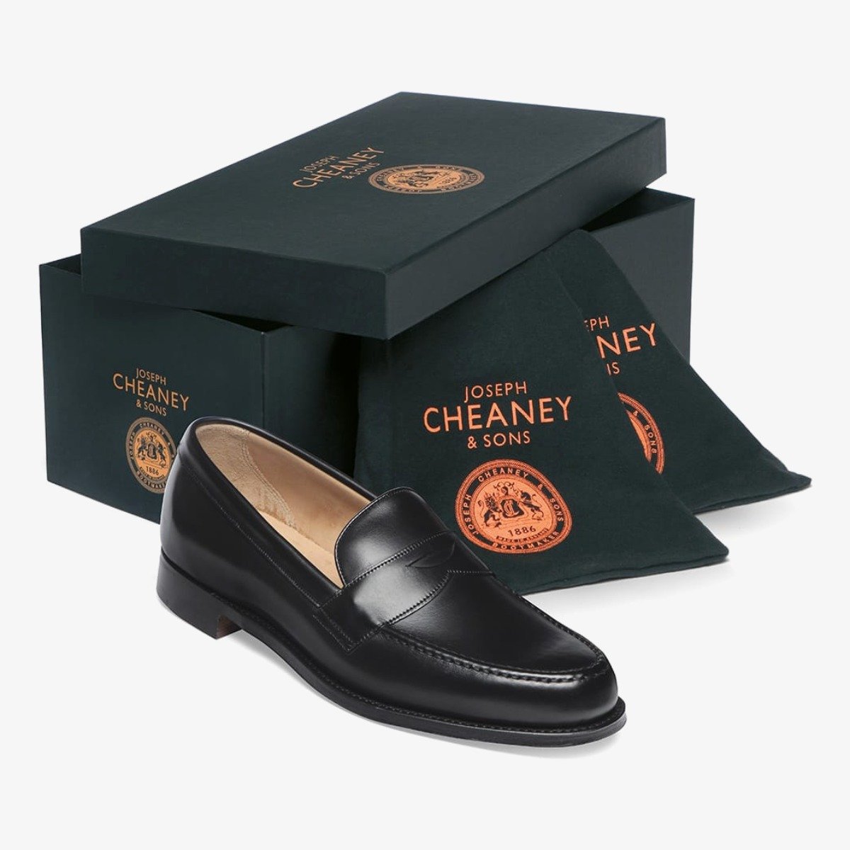 Cheaney Hudson black men's penny loafers
