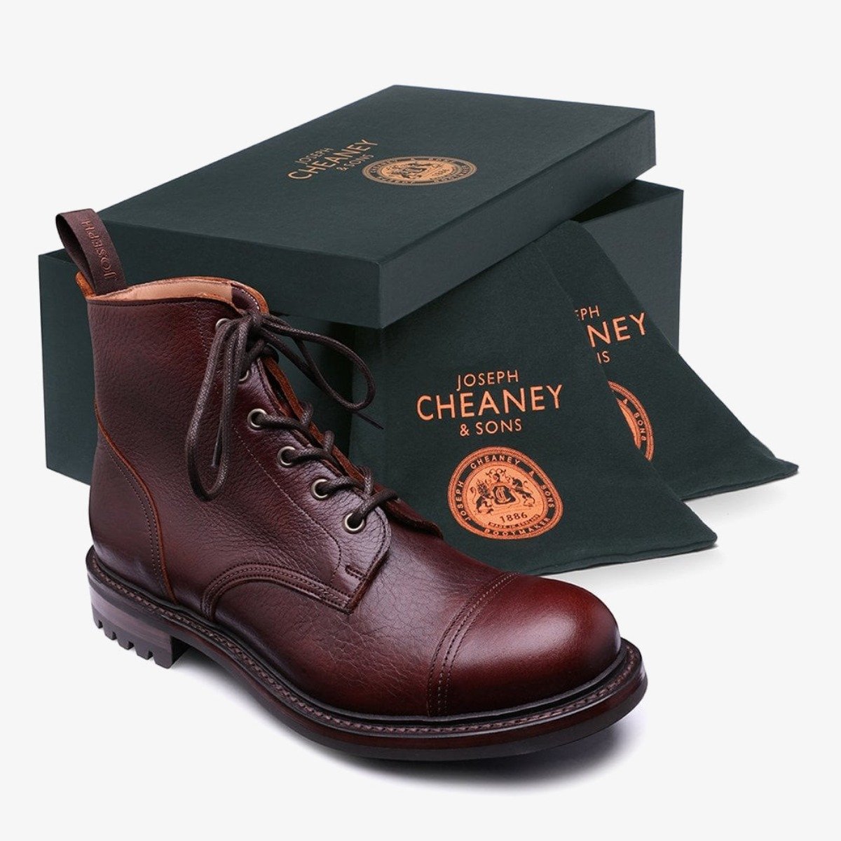 Cheaney Hurricane II whiskey toe cap lace-up boots