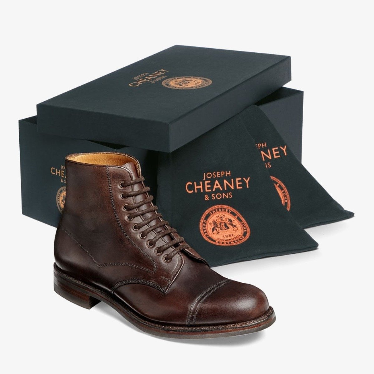 Cheaney Jarrow Chicago tan toe cap men's lace-up boots