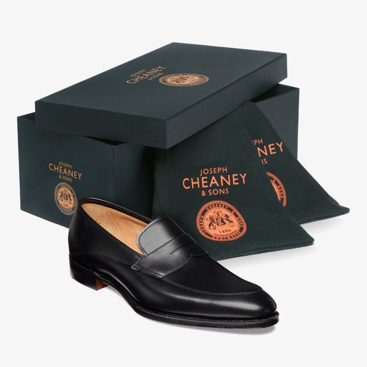 Cheaney Lewisham Black Penny Loafers