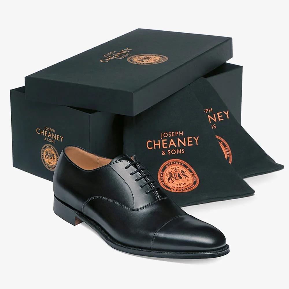 Cheaney Lime black toe cap oxford shoes - Rubber soles
