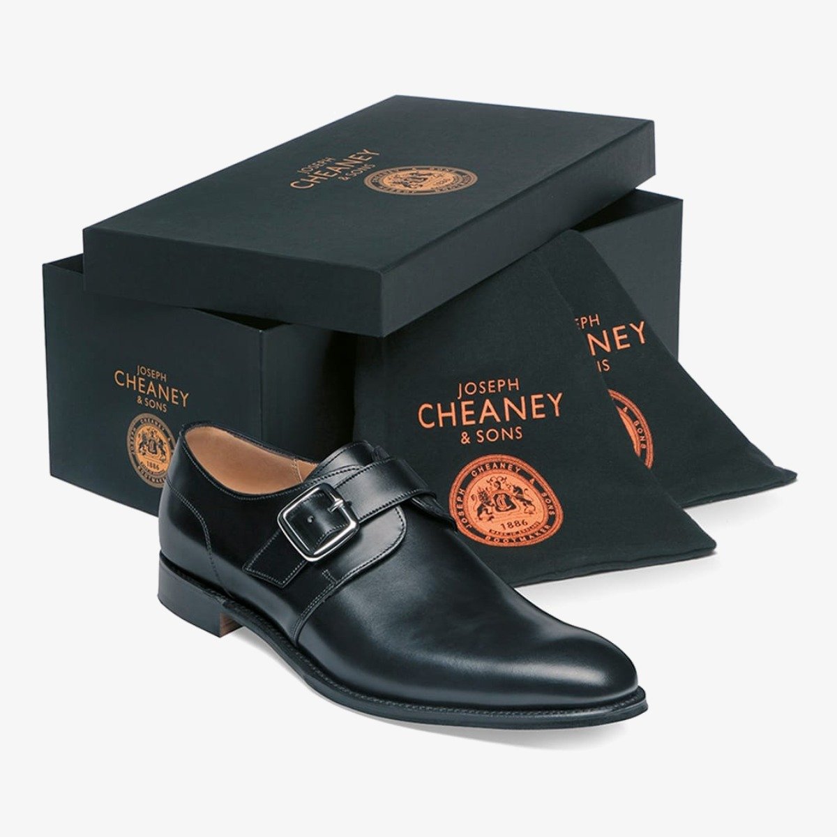 Cheaney Moorgate black monk strap shoes