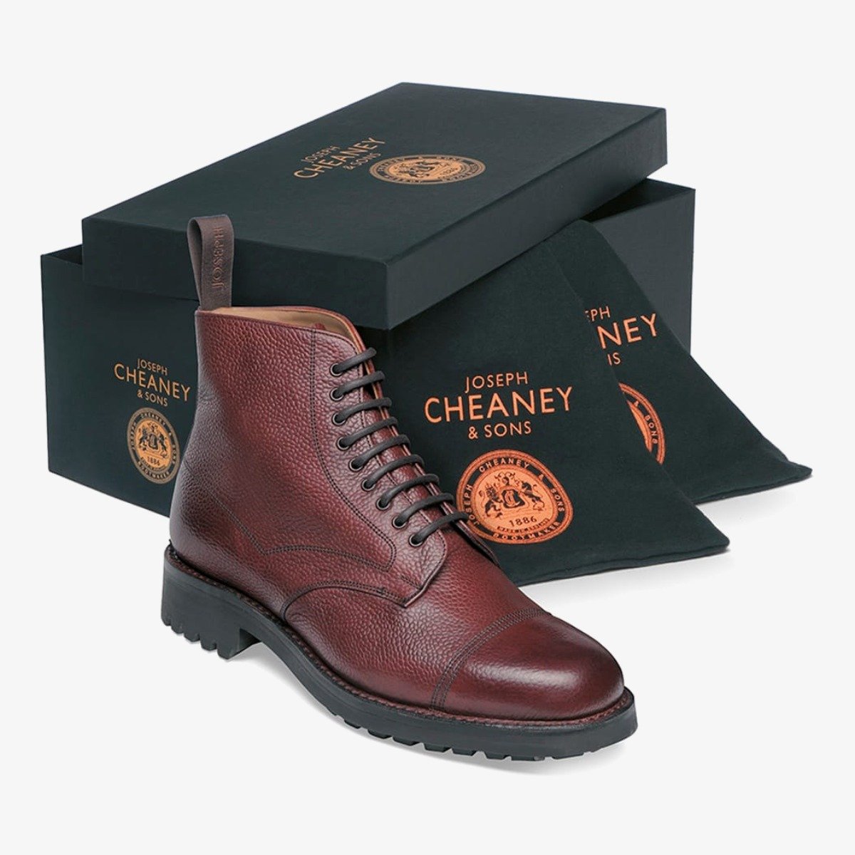 Cheaney Pennine II burgundy toe cap lace-up boots