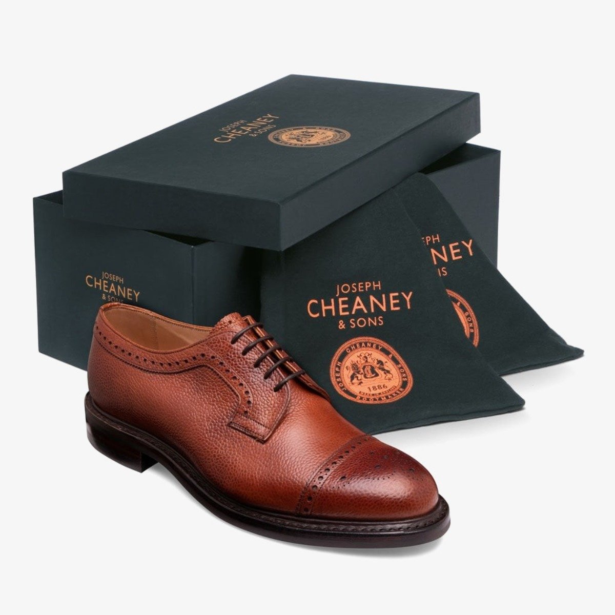 Cheaney Tenterden II mahogany brogue blucher shoes