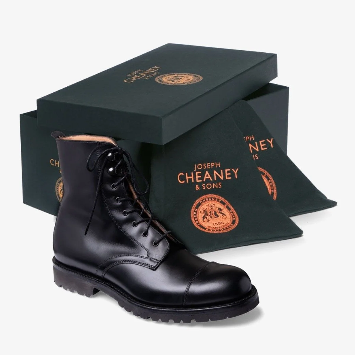 Cheaney Trafalgar black toe cap lace-up boots