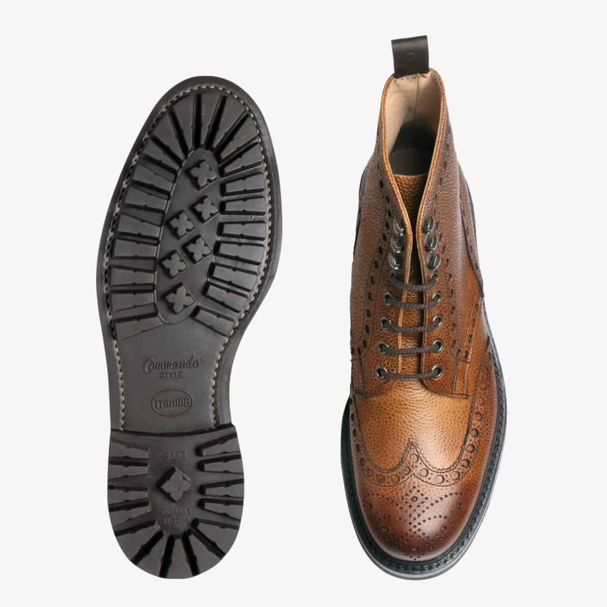 Cheaney Tweed almond brogue lace up boots