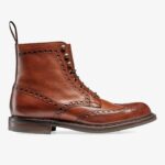 Cheaney Tweed dark leaf brogue lace-up boots