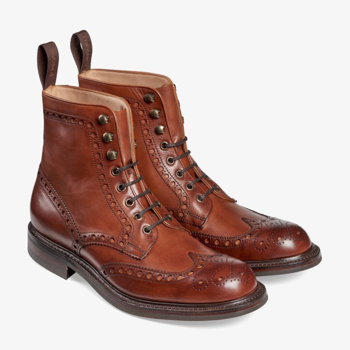 Cheaney Tweed dark leaf brogue men's lace-up boots