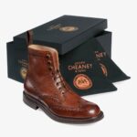 Cheaney Tweed dark leaf brogue lace-up boots